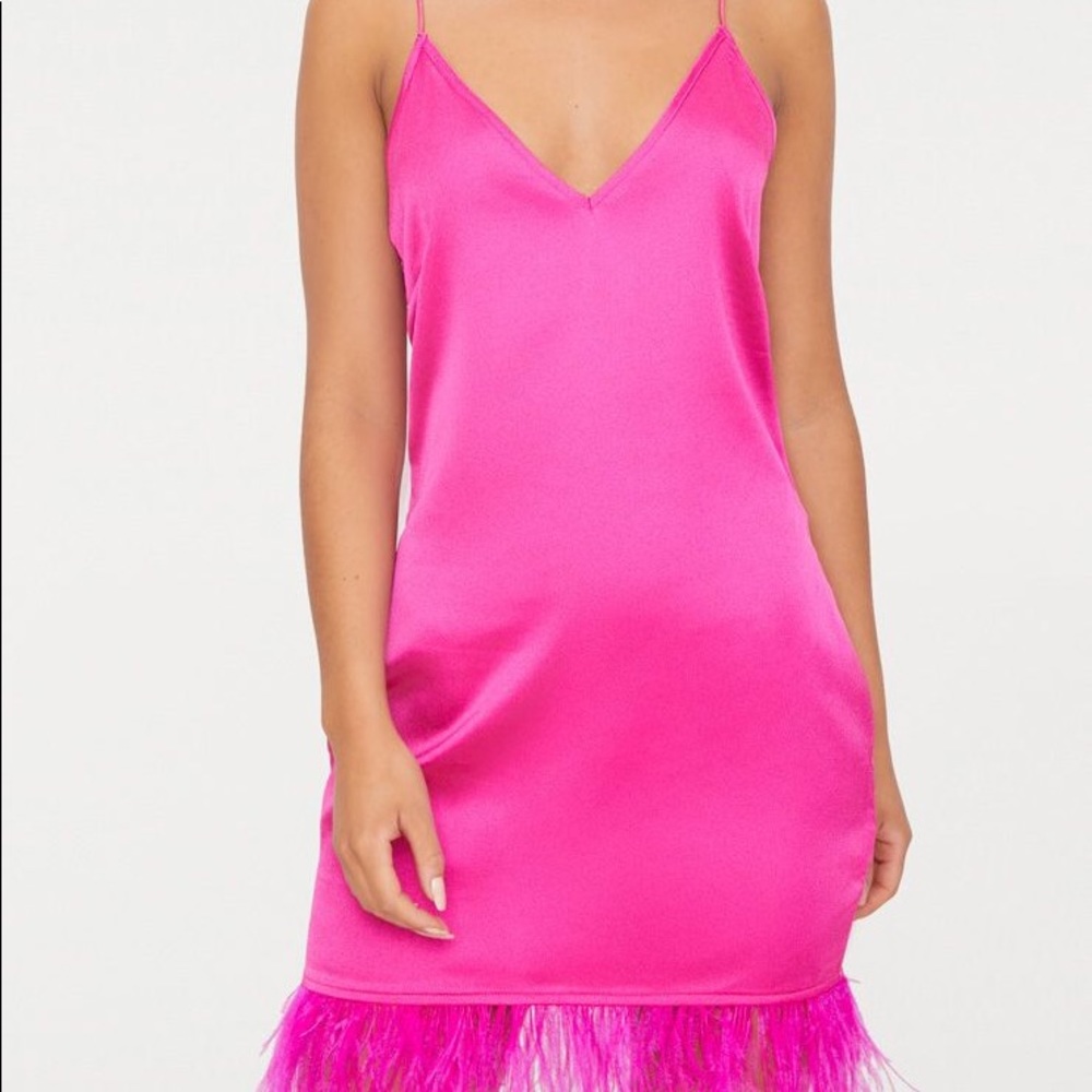 PRETTYLITTLETHING MAGENTA SATIN SLIP DRESS